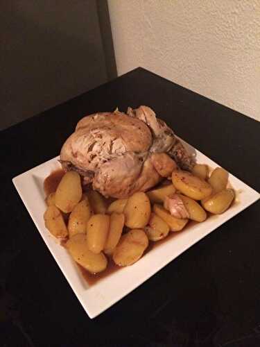 Poulet roti et pomme de terre