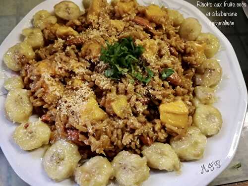 Risotto aux fruits secs et à la banane caramélisée