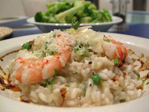 Risotto aux petits pois et aux crevettes