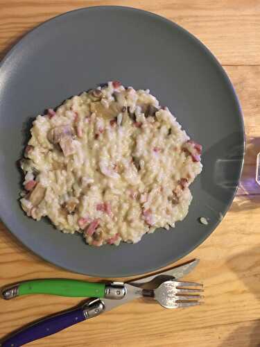 Risotto champignons lardons