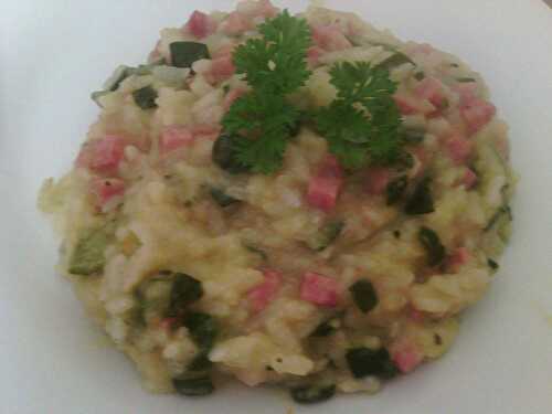 Risotto courgette et dés de jambon