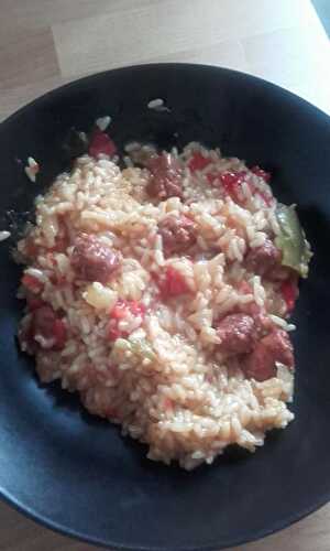 Risotto poivrons merguez