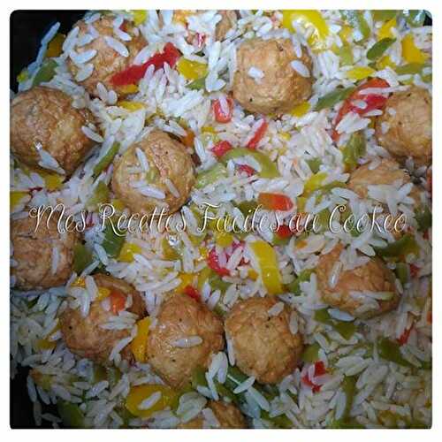 Riz poivrons boulettes de poulet