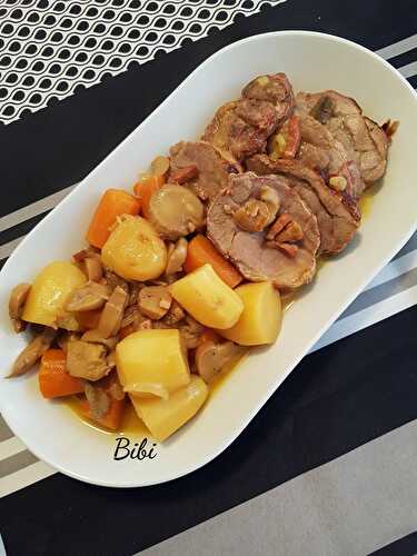 Rôti de Porc miel, moutarde et  ses légumes