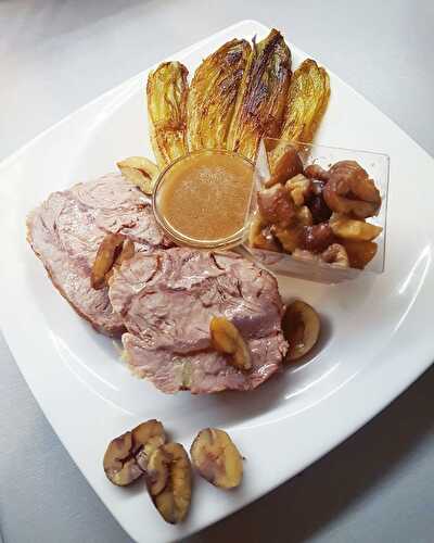 Rôti de Veau aux Marrons Endive Braisées