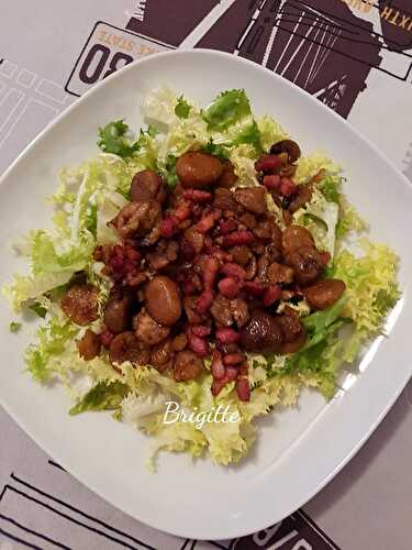 Salade de châtaignes grillées et lardons