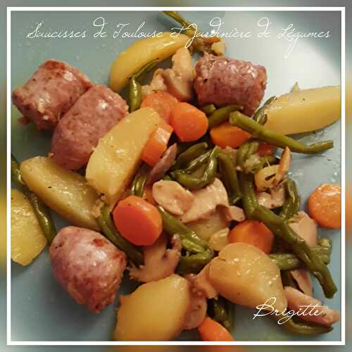 Saucisses de toulouse et jardinière de légumes