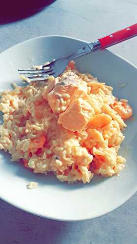 Saumon crevettes et riz