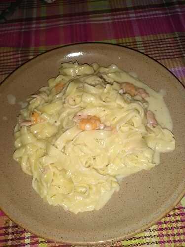 Tagliatelle crevette saumon