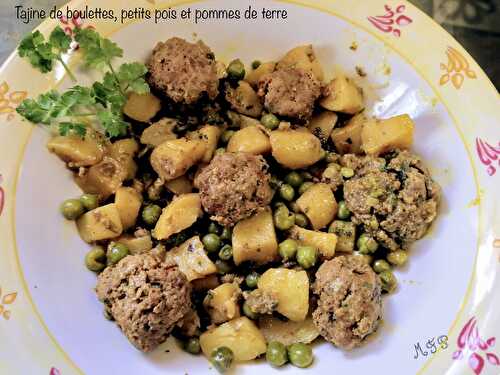 Tajine de boulettes, petits pois et pommes de terre