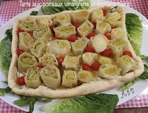 Tarte aux poireaux vinaigrette et fromage blanc