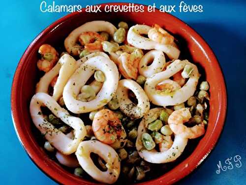 Calamars aux crevettes et aux fèves