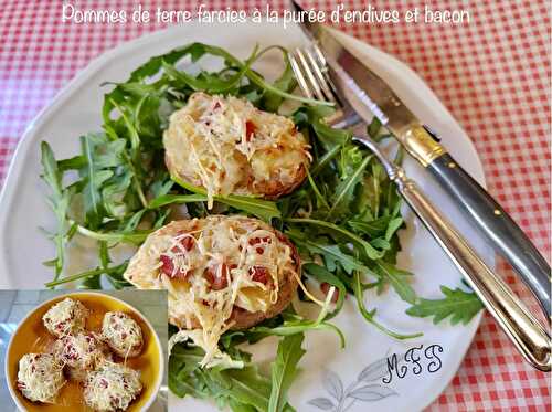 Pommes de terre farcies à la purée d’endives et bacon