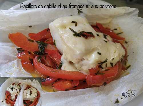 Papillote de cabillaud au fromage et aux poivrons