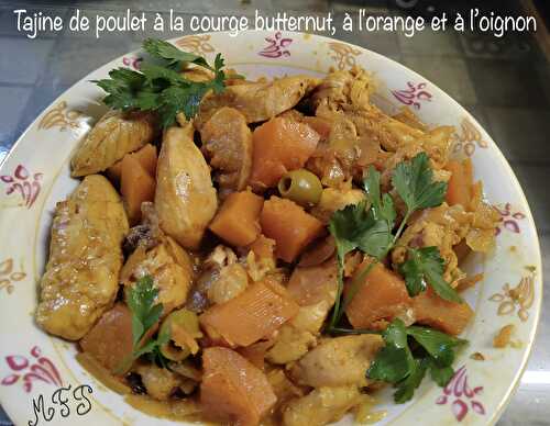 Tajine de poulet à la courge butternut, à l'orange et aux oignons