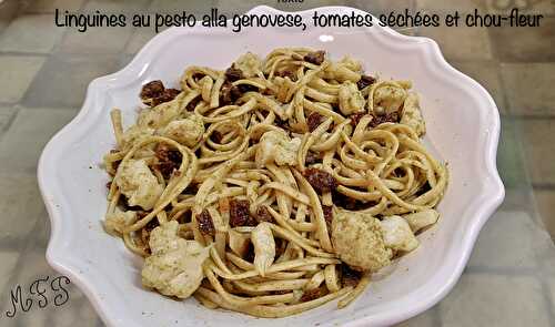 Linguines au pesto alla genovese, tomates séchées et chou-fleur