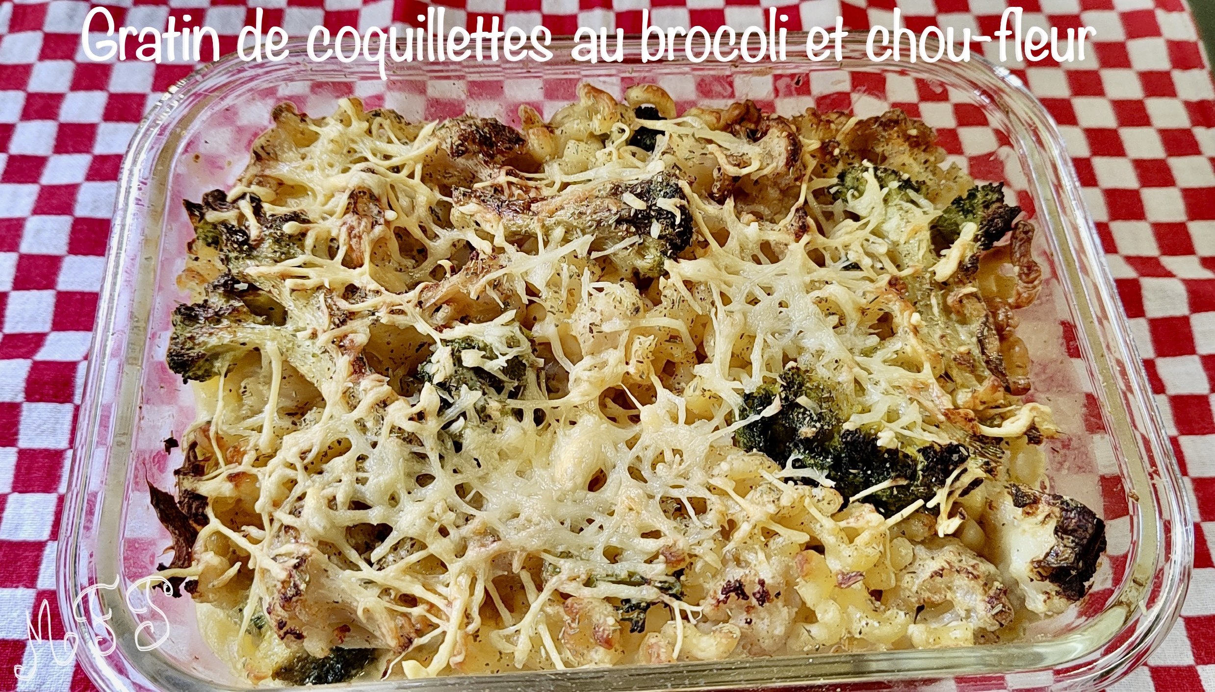 Gratin de coquillettes au brocoli et chou-fleur