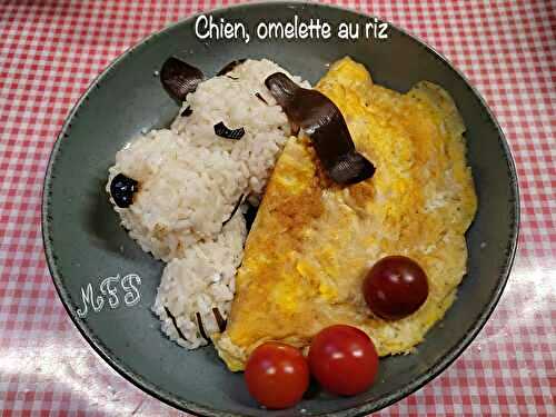 Chien, omelette au riz