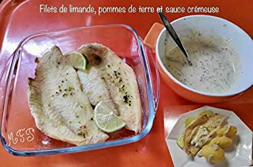 Filets de limande, pommes de terre et sauce crémeuse