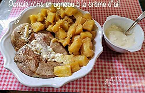 Panais rôtis et agneau à la crème d’ail