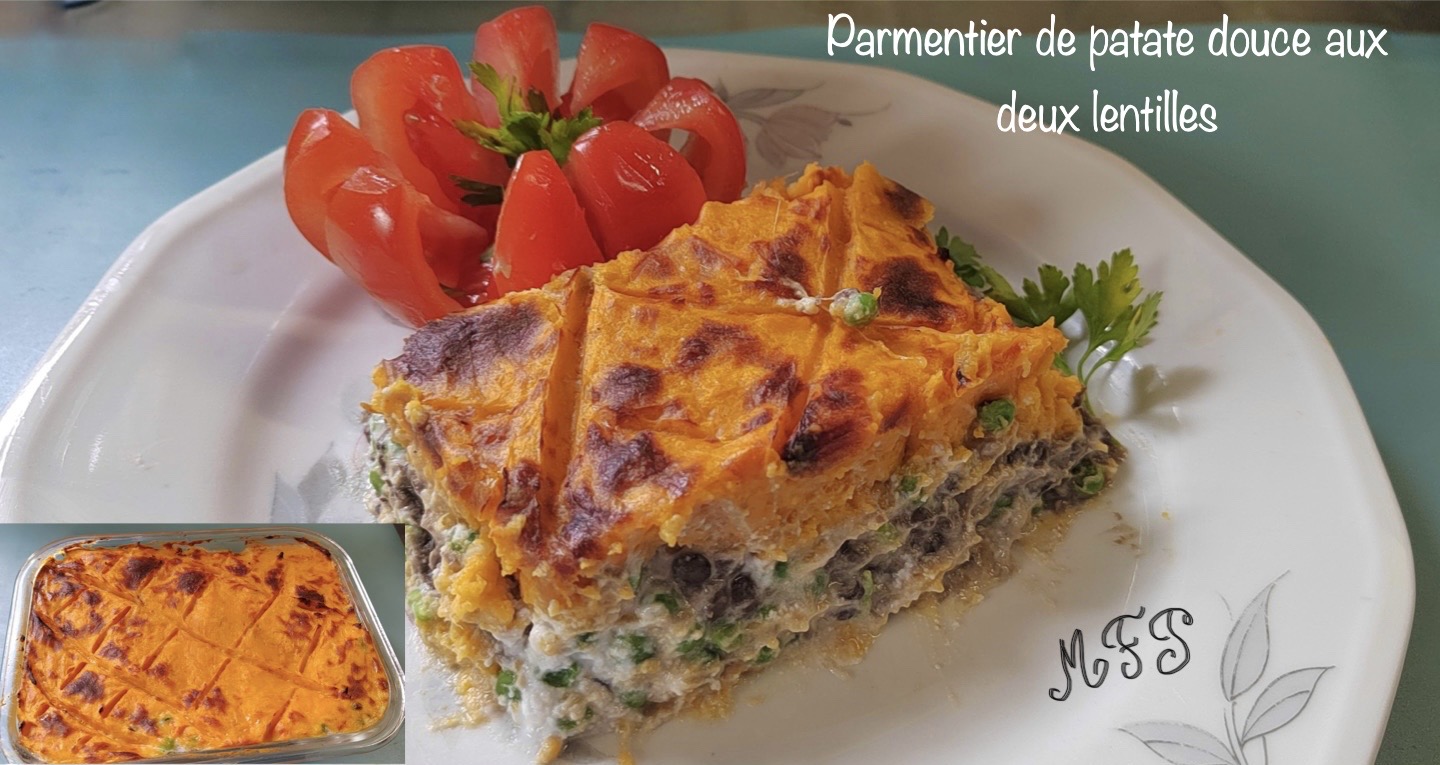 Parmentier de patate douce aux deux lentilles