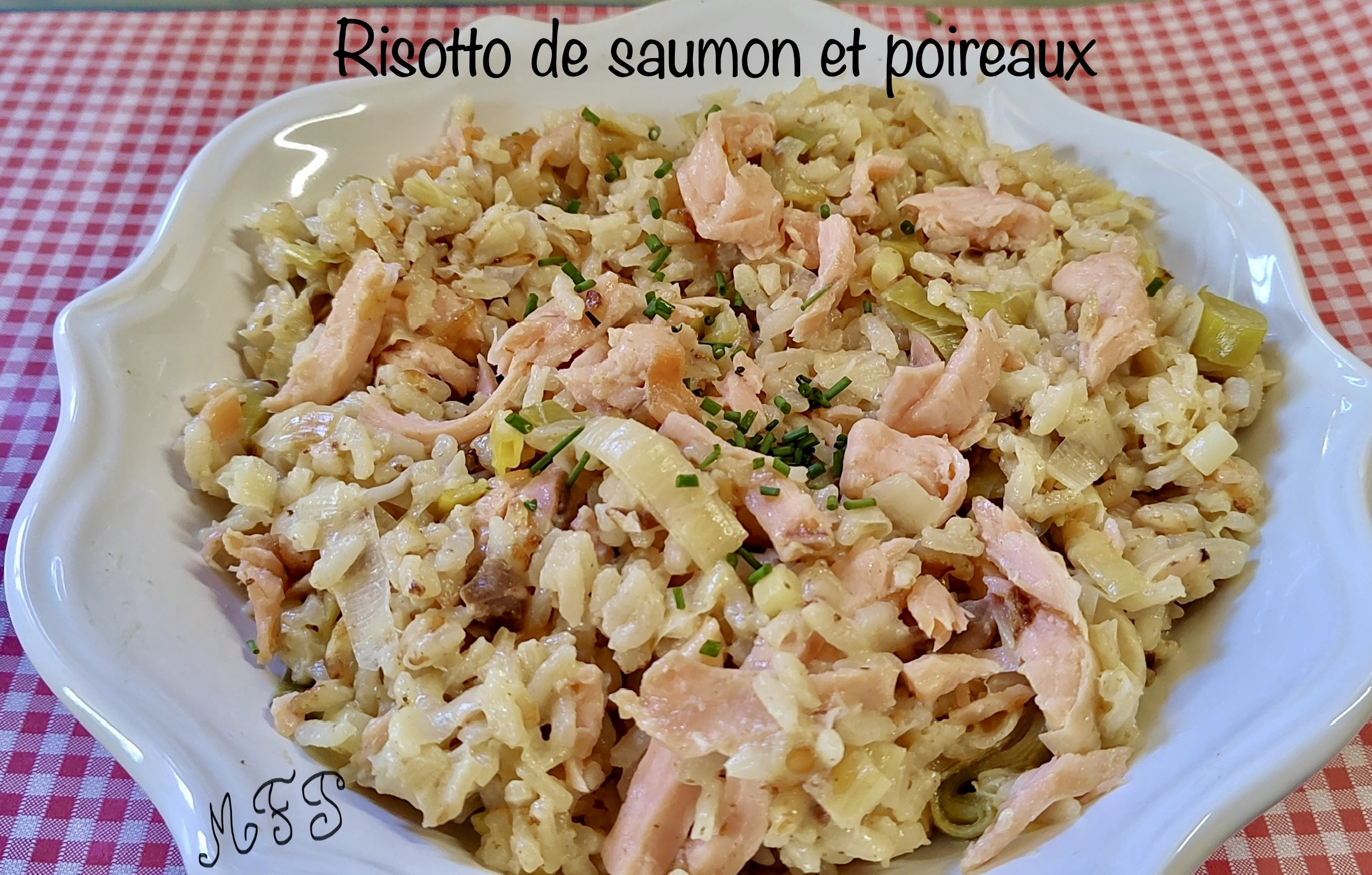 Risotto de saumon et poireaux