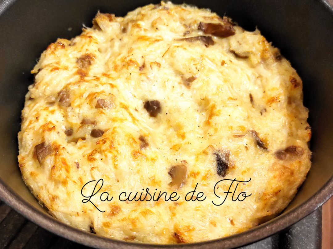 Gratin de champignons poulet et riz