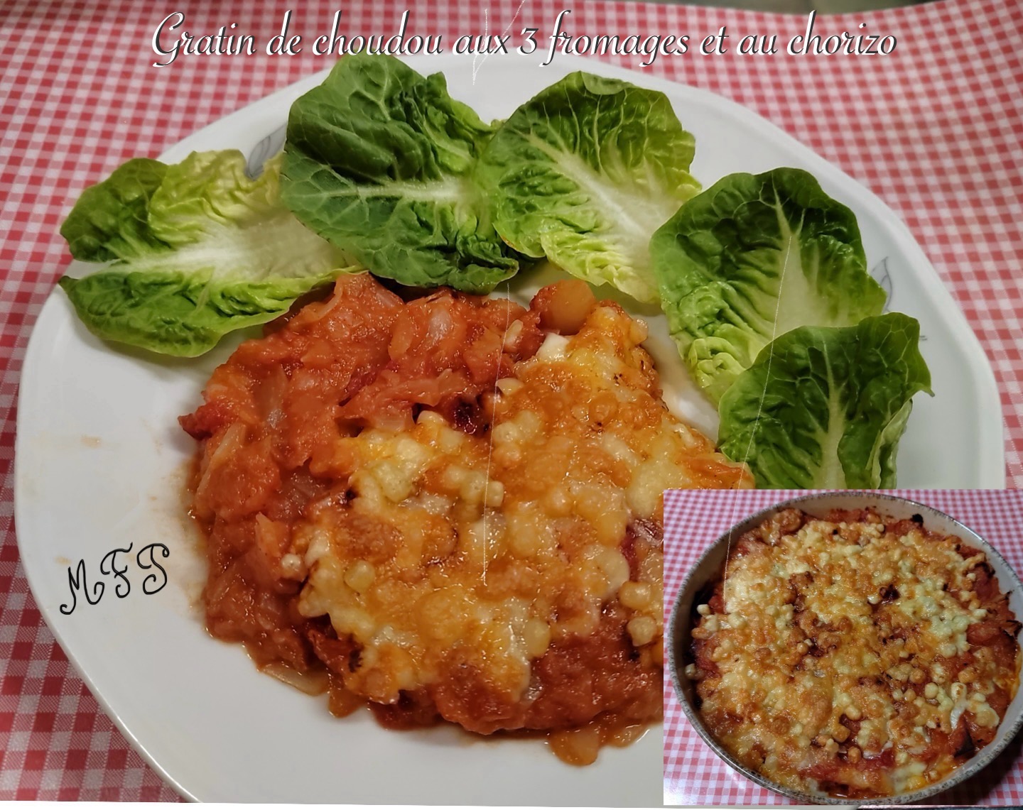 Gratin de choudou aux 3 fromages et chorizo