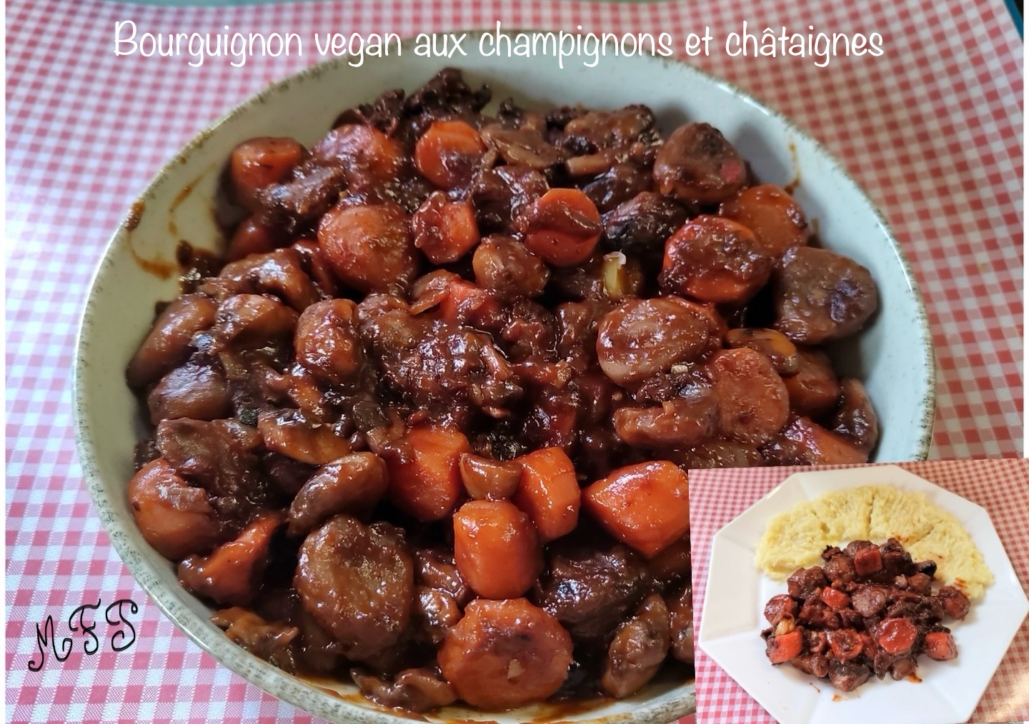 Bourguignon vegan aux champignons et châtaignes