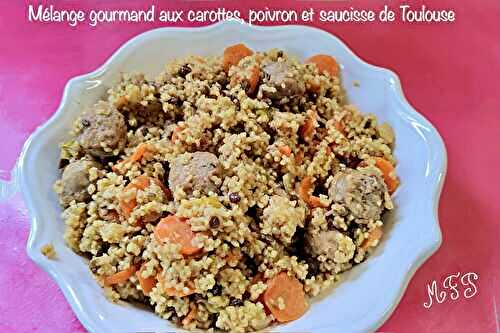 Mélange gourmand aux carottes, poivron et saucisse de Toulouse