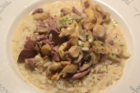 Foies de volailles champignon crème fraîche