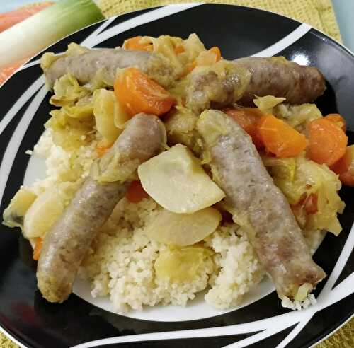 Poireaux, carottes chipolatas comme un couscous