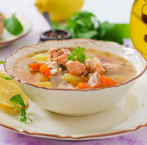 Potage de saumon et de légumes