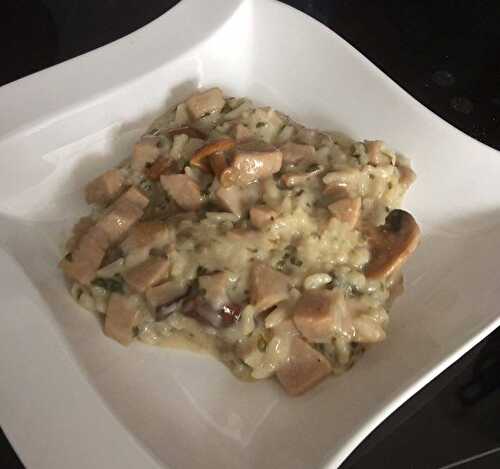 Risotto au boudin blanc et champignons forestiers