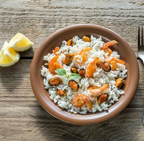 Riz avec moules et crevettes