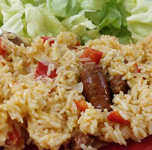 Riz et merguez, poivron simple