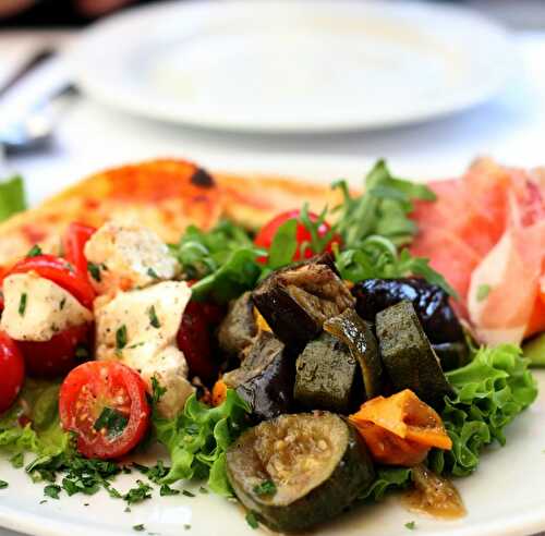 Salade d’aubergines miel et chèvre