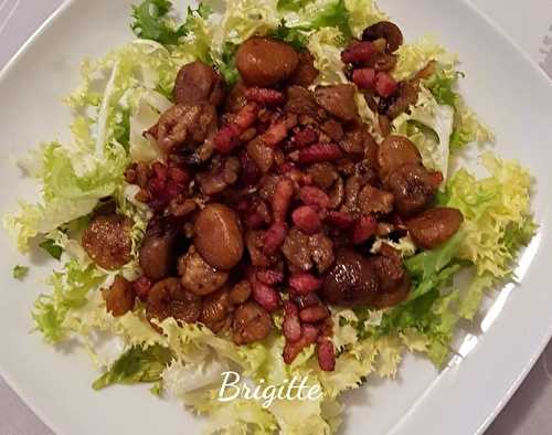 Salade de châtaignes grillées et lardons