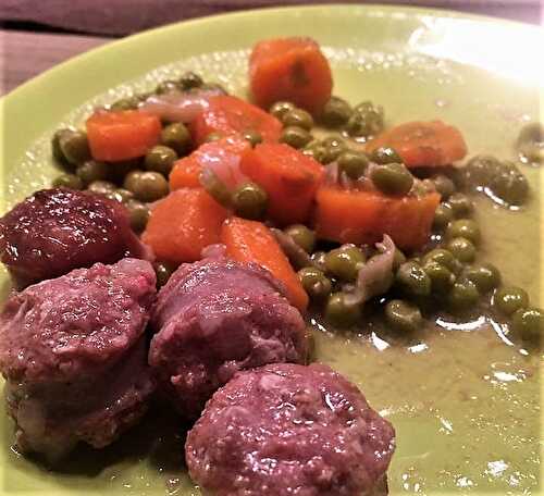 Saucisse de Toulouse aux petits pois carottes d’Elodie