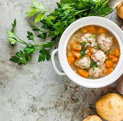 Soupe sarrasin et boulettes de viande