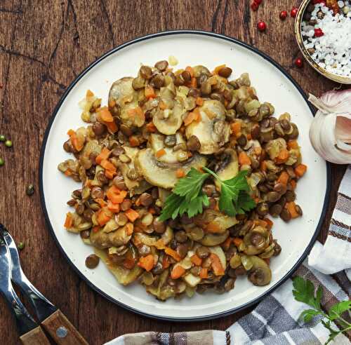 Lentilles aux champignons et carottes