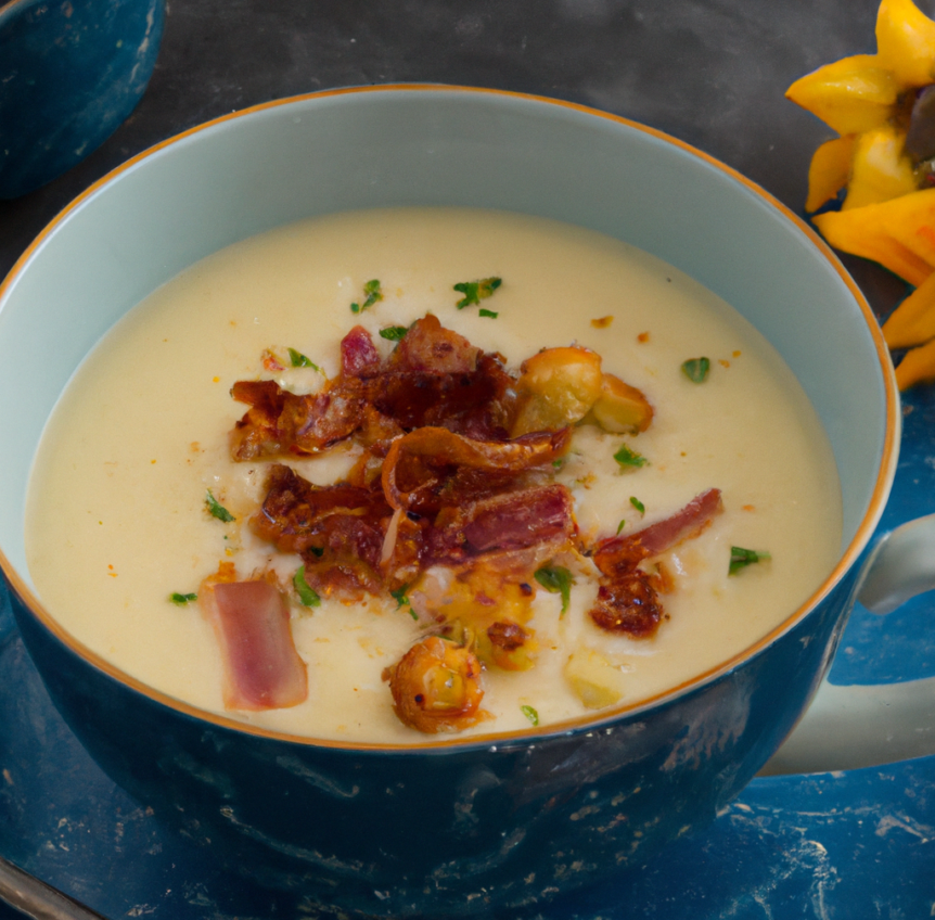 Velouté de chou-fleur avec bacon grillé au multicuiseur cookéo