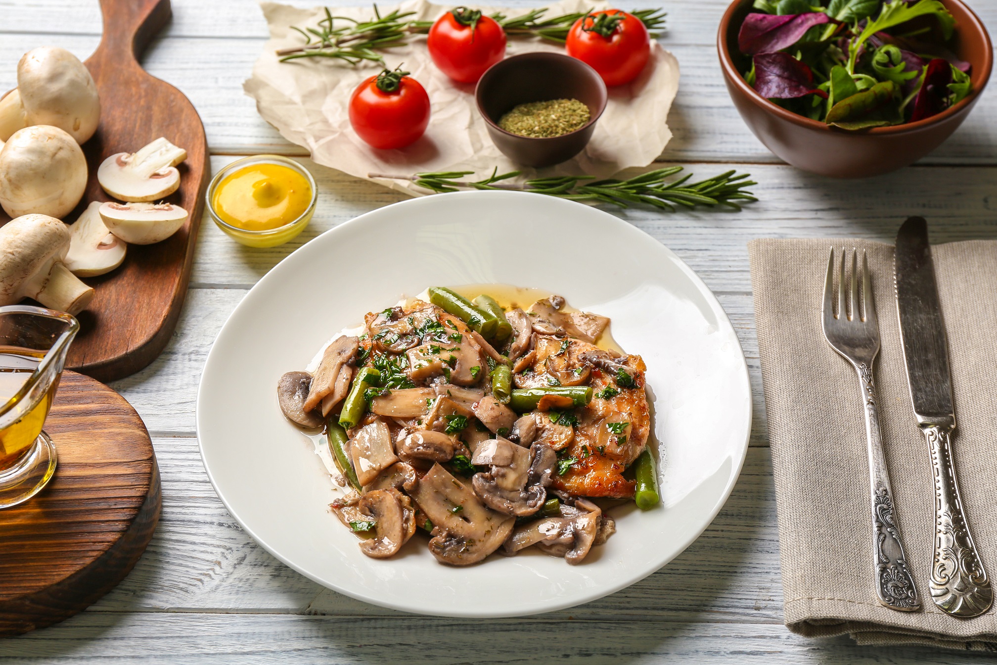 Poulet Marsala aux Haricots Verts et Champignons à l'autocuiseur cookéo