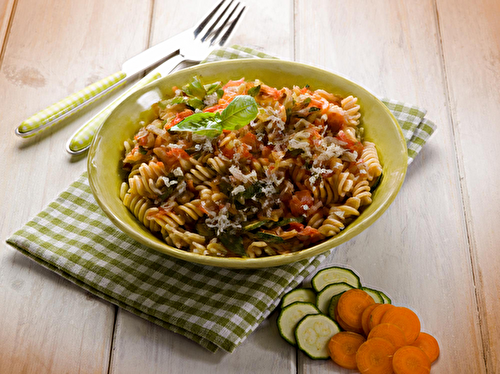 Fusilli au blé complet aux 3 légumes au cookéo