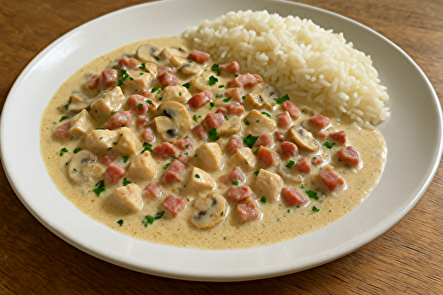 Poulet à la Crème, Lardons et Champignons au Cookeo – Recette Facile 15 Minutes au multicuiseur Moulinex