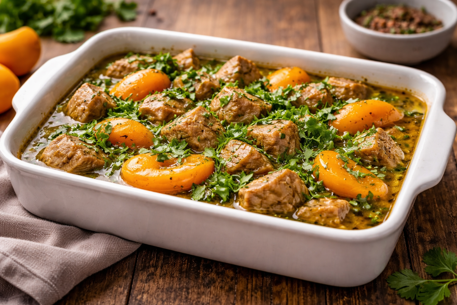 Porc fondant aux abricots, soja & citron vert au robot multi-cuiseur Moulinex