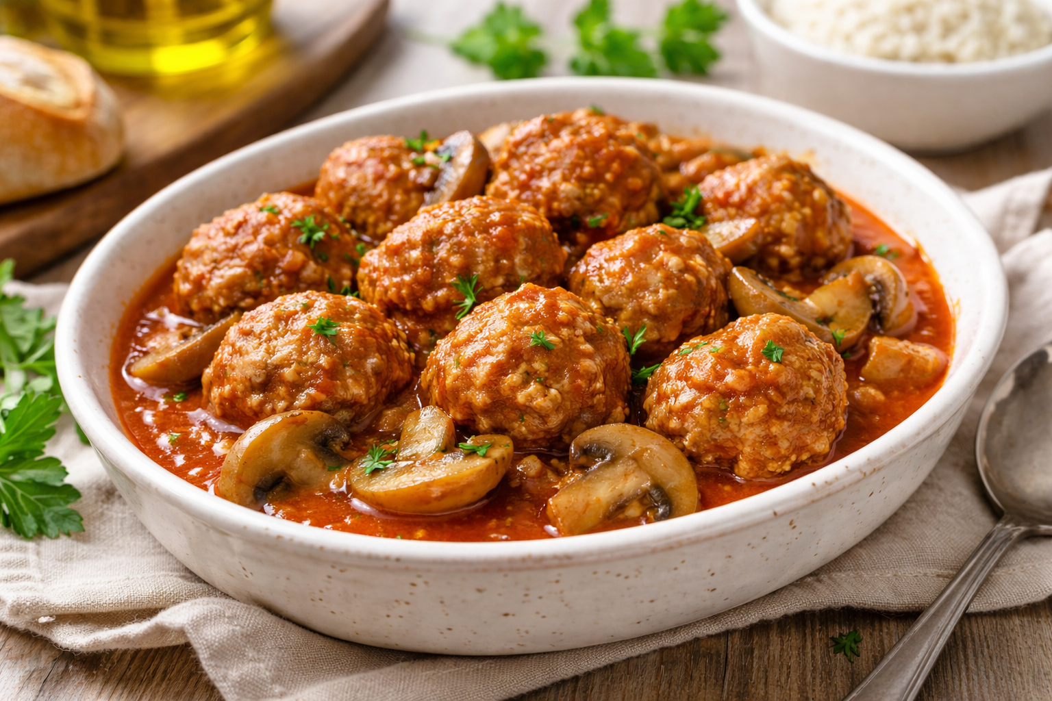 Boulettes express, sauce tomate et champignons au multicuiseur Moulinex