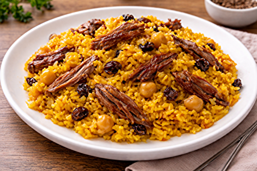 Riz au confit de canard, pois chiches et raisins au multicuiseur cookéo