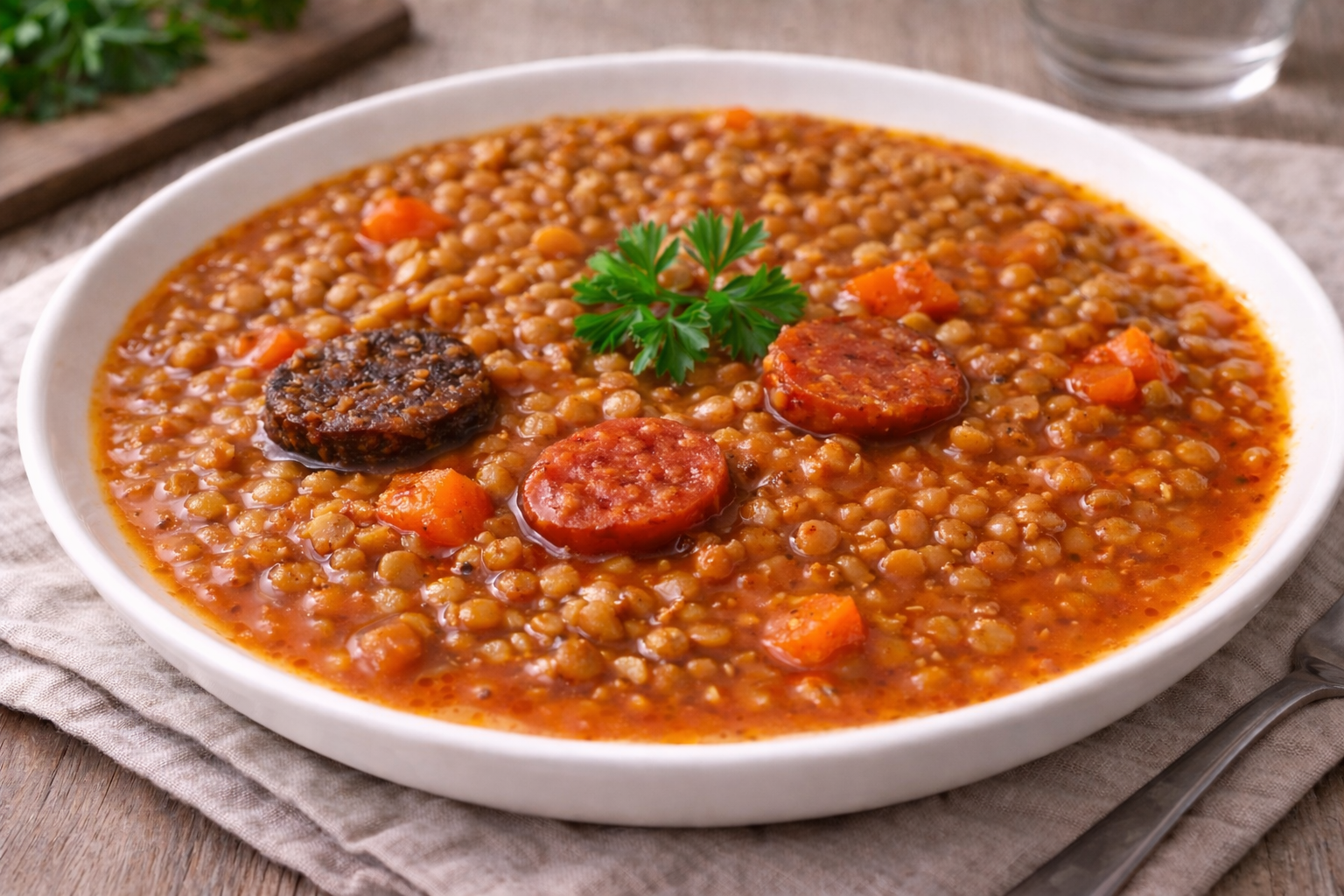 Lentilles express, chorizo et boudin de potiron au robot multi-cuiseur cookéo