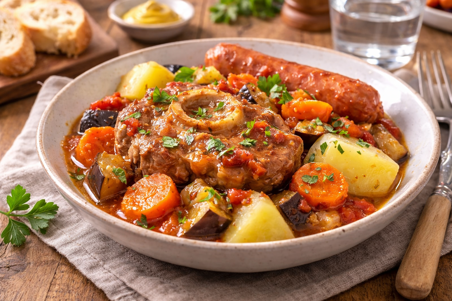 Osso buco fondant aux aubergines et tomates à l'autocuiseur Moulinex